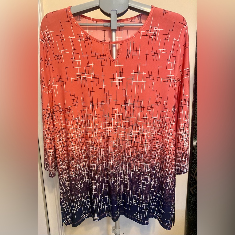 Coral Patterned Mini Dress / Long Blouse